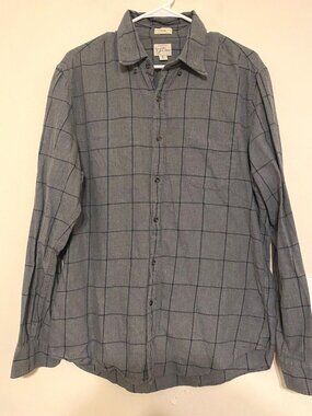 Men's J. Crew Black Gray Plaid 100% Cotton Slim Fit Button Down Shirt Sz Large